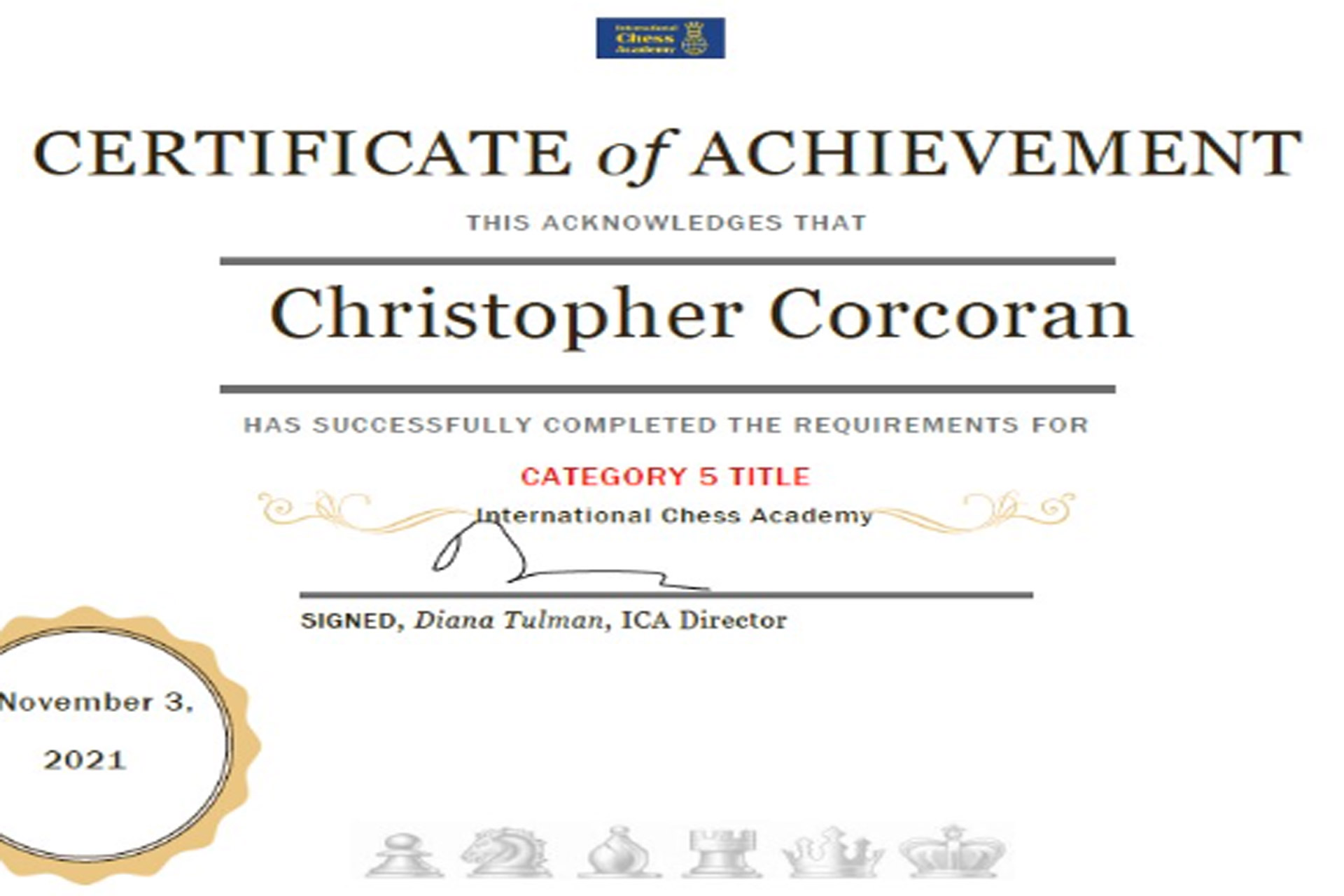 Christopher Corcoran Category 5 Title