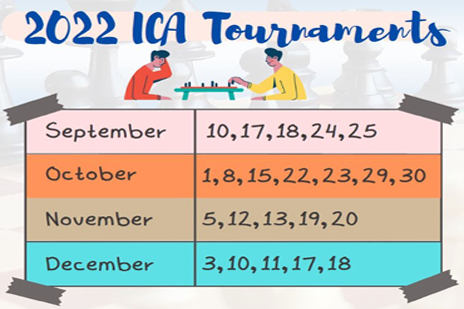 ICA Tournaments Fall - Winter 2022