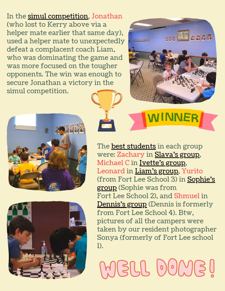 2022 SCHOLASTIC SUMMER CHESS CAMP Teaneck Week 2